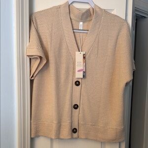 Cardigan Sweater with V-neck and Short Sleeves Size XL NWT